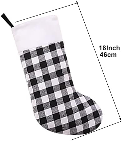 Коледни Чорапи FEimaX, 6 опаковки, 18-цолови черни и бели Чорапи в клетката цвят Бизон с бялата една плюшена
