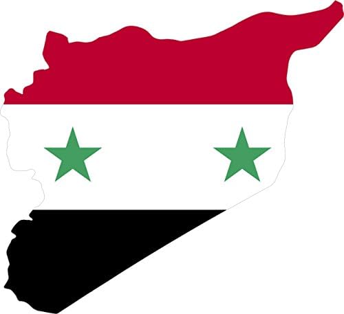 Карта с Флага вътре в Сирия, Стикер 4x4,5, Vinyl стикер за щанцоване - Направи и изпратени в САЩ