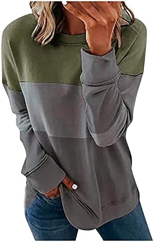 NOKMOPO / Дамски Ризи, Всекидневни Модерен Пуловер с дълъг ръкав и кръгло деколте и Принтом, Тениска, в началото