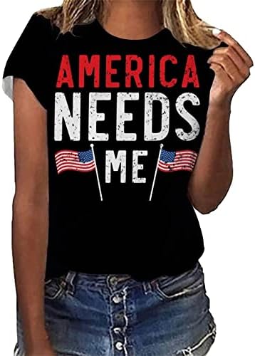Тениска с Американския Флаг 2023, Патриотични Ризи, Дамски Риза на 4 юли, Raglan, Къс Ръкав, Летни Потници в